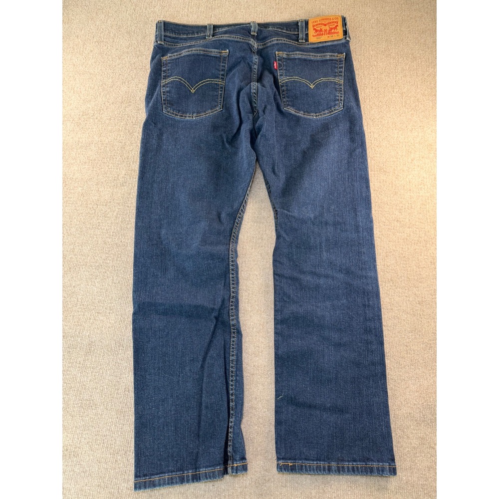 Levi's 513 Slim Straight‎ Jeans Mens 38x30 Dark Wash Blue Denim Pants - Picture 7 of 8